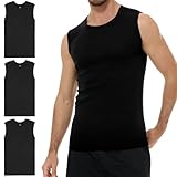 YouShow Unterhemd Herren Schwarz Tank Top Ärmellos Baumwolle Sport Muskelshirts Sommer L 3er Pack