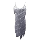 Damenkleid Curvy Etuikleid Pailletten Partykleid mit hohem Schlitz Hochzeitskleider Winter Dresses for Women Knielang Brautkleid Geeignet für Hochzeit Und Cocktailparty, grau, XL