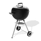 Weber Original Kettle Holzkohlegrill/Porzellanemaillierter Deckel und Kessel, 47 cm Grillfläche, One-Touch-Reinigungssystem, Deckelthermometer, Dreibein-Ständer und Räder, Schwarz
