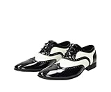Smokies Herren Hochzeitsschuh George Synthetik klassischer Smokingschuhe Lack (43 EU, Schwarz/weiß)