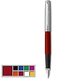 Parker Jotter Originals Füller | Klassisches Rot | Füllfederhalter mit mittlerer Feder | Schulsachen und bürobedarf | blaue Tinte