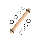 Super Kitchen Buchenholz Nudelholz Einstellbares Teigroller, Nudelhölzer Teigrolle mit Dicken Ringe in 5 Größen, Perfekt Backzubehör Rolling Pin für Fondant, Pizza , Cookie, Nudelteig, Mürbeteig, 35cm