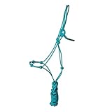 JF-Reitsport Knotenhalfter-Set mit 4 Knoten, Seilhalfter mit 280 cm Führstrick, Größe Full, (Teal)