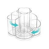 QINERSAW 360 Grad Drehbar Make Up Organizer Acryl Kosmetik Organizer Beauty Aufbewahrung Schmink Schminktisch Aufbewahrungshalter Make Up Pinsel Lipgloss Lippenstift Organizer für Bad Transparent