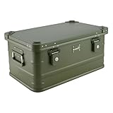 Alubox Alukiste abschließbar E47G OLIVGRÜN - Premium Lagerbox 47 Liter - Materialstärke 1mm - Deckel mit Aluminium Druckguss Stapelecken und Gummidichtung - inklusive Schlösser - lackiert