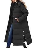 RITOSTA Wintermantel Damen Lang Daunenmantel Winter Steppmantel Frauen Lange Winterjacke mit Kapuze Damen-Jacken Puffer Jacke Mantel Warm Herbst Daunenjacke mit Taschen(Schwarz,L)