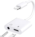 Wvxilyr 2 in 1 Lightning auf 3,5mm Kopfhöreradapter für Ladeanschluss, Ladegerät und Aux Audio Splitter Adapter, Compatible für 14, 13, 12, 11, XS, XR, 8, 7 Audioübertragung und Gleichzeitiges Laden