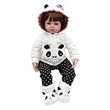 Süße Puppe Realistische Babypuppen Silikon Doll Girl Spiel Lebensee Simulation Puppe Silicone Baby Realistische Tragen Panda Kleidung Süßes Spielzeug Spielzeug Spielzeug