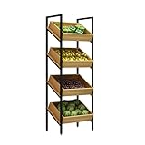 Kommerzielles 3/4-stöckiges Obst- und Gemüseregal mit großer Kapazität, Einzelhandelskorb, einfache Montage für Supermärkte und Küchen, ideal für Snacks und Werkzeuge