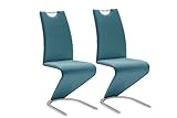 Robas Lund Esszimmerstühle 2er Set Schwingstuhl Petrol, Esszimmerstuhl Stuhl Amado, 62.0 x 45.0 x 102.0 cm