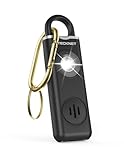 TECKNET Persönlicher Alarm, Taschenalarm mit 130 dB Sirene und LED Signalleuchte, USB Typ-C wiederaufladbar Schlüsselanhänger für Frauen, Sicherheitsalarm für Kinder/Frauen/Ältere/Studenten (Schwarz)