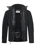 fit space Herren Pro Skijacke Wasserdicht 15K Atmungsaktive Snowboardjacke Isolierte Winter Schneemantel Helm Kapuze, Schwarz, S