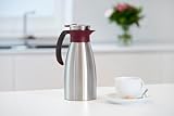 Emsa Soft Grip Isolierkanne, 1 Liter, Edelstahl, 12 Stunden heiß + 24 Stunden kalt, Auslaufsicher, Rutschfester Griff, Farbe Weinrot, N4120200