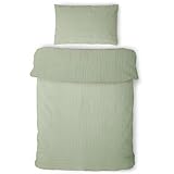 LAYNENBURG Premium Musselin Kinderbettwäsche 100x135 cm + 40x60 cm – 100% Baumwolle – Oeko-Tex Standard – 3 lagiges Musselin Bettwäsche Set für Baby, Kinder, Jungen & Mädchen (salbeigrün)