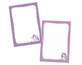 Schreibblock Blöcke Kindermotiv Tiere Notizblöcke mit Linien für Mädchen Briefblock Notizblock liniert 2er Set (2 Blöcke: Einhorn lila, Einhorn mit je 25 Blätter in A5-Format)