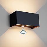 Klighten 24W Aussenlampe mit Bewegungsmelder, IP65,3000K Warmweiß Wandleuchte Außen/Innen, Einstellbarer Lichtstrahl außenlampe mit bewegungsmelder für Flur/Weg, Anthrazit