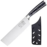 XYJ 7 Inch Nakiri Knife,Stainless Steel,Ultra Sharp Japanese Vegetable Knife,Meat Cleaver,Stainless Steel,Professional Kitchen Knife,Cooking Chef Knife With Sheath