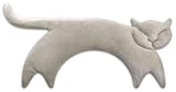 LESCHI Wärmekissen für Mikrowelle (47x23 cm), aus 100% Bio Baumwolle und Bio Weizen, Katze Grau, Körnerkissen, Nackenwärmer ideal als Wärmespender und zur Entspannung von Rücken Schulter Nacken Hals