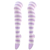 1 Paar weihnachtliche lange Strümpfe für Damen über Kniestrümpfe Weihnachten Cosplay Party Kostüme Socken kniehohe lange gestreifte Strumpfsocken Strümpfe Mit Halterlose Strümpfe Mit Stützfunktion