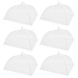 PWGHWG 6 Stück Fliegenhaube Faltbar Kuchenabdeckung Mesh-Material Abdeckhaube für Essen 33 × 33 cm Abdeckhauben für Lebensmittel Perfekter Fliegen-Schutz für Obst BBQ Picknick (Weiß)