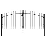 Rantry Doppelflügeltor mit Stahlspitzen 3 x 1,25 m schwarz, Möbel, Gartentor, Zauntür für Gehwege, Barriere für Cortilev