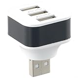 Kompakter 3-Port-USB-Hub-Adapter, nur Ladung, USB 2 0, Gold/Silber/Schwarz (Schwarz)