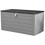 Olsen & Smith Gartenbox 680L | Wasserdicht & Wetterfest Abschließbare Polypropylene Aufbewahrungsbox aus | Große Gartentruhe für Garten, Balkon & Terrasse | Robust, Geräumig & Pflegeleicht–Anthrazit