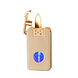 Feuerzeug,benzinfeuerzeug,benzinfeuerzeug Retro sprachgesteuertes Kerosinfeuerzeug, Geschenk Cooles für den Mann (Gold Brushed)