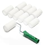 ToolSpace 10x Lackierwalze 7 cm mit Griff Superfein Schaumstoffrolle 50 kg/m³ Schaumstoff Dichte Lacke Lasur Acryl Lösungsmittelbeständig Nicht-Aggressive Malerrolle Lackrolle Feinarbeiten Türen Möbel