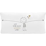 H:PPY Life Plüschkissen mit Motiv Hab Dich so lieb | Zierkissen, 40 cm x 20, cm, 100% Polyester | Geschenk, Freunde, Dekoartikel | 74491
