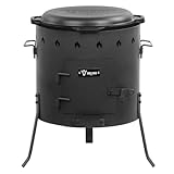 BBQ-Toro Gusseisen Kazan 16 Liter mit Kazan Ofen Ø 45 cm | XXL Gusstopf mit Deckel, Gusseisentopf | Gulaschkessel, Feuerkessel, Outdoor Ofen | Feuer-Ofen, Eintopfofen, Feuerstelle, Utschak
