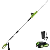 FOONNUN Elektro Teleskop Heckenschere, Akku-Stab-Heckenschere, 41 cm Schnittläng, 20 V, Verstellbarer Teleskopstiel bis 2,4 Meter Höhe, Inklusive 2.0 Ah Akku und Ladegerät