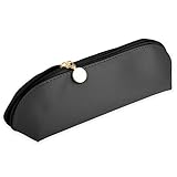 Cobee Großer Reise Makeup Pinselhalter - Tragbarer PU Pinsel Organizer mit Reißverschluss Anti Herausfallen Werkzeug Organizer Reiseetui Kosmetiktasche (Schwarz)