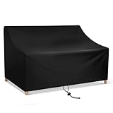 Fachmach Schutzhülle für Gartenbank 4 Sitzer Bank Abdeckung Wasserdichtes Oxford-Gewebe Atmungsaktiv Gartenmöbel Sitzbankhülle (Schwarz, 4-Sitzer)