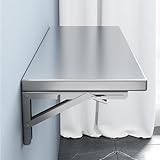Zykuosus Faltbarer Wandtisch – 304 Edelstahl, schwimmender Schreibtisch für Home Office & Waschküche, platzsparendes Design, Metallic-Finish, 120 x 40 cm, vielseitige, stilvolle Lösung