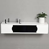 bingomiynhg An der Wand hängender Fernsehschrank, schwebender Fernsehständer, Aufbewahrungsbox für WiFi-Router, an der Wand montiertes Set-Top-Box-Rack aus Massivholz/A/58 cm/Weiß/80 cm