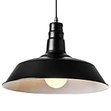 18,1 Zoll schwarze Pendelleuchte, Hängelampe aus Metall, Pendelleuchten im Landhausstil im Vintage-Stil, großer rustikaler Kuppelleuchter im industriellen Stil für Kücheninsel, Flur, Esszimmer, Schl
