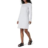 Amazon Essentials Damen Langärmliges Fleecekleid mit Rundhalsausschnitt und Überknielänge, Hellgrau Meliert, XS