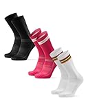 DANISH ENDURANCE Fahrrad Socken, Rennrad Socken, Gepolstert, Unisex, für Herren & Damen, 3 oder 5 Paar, Mehrfarbig (1x Schwarz, 1x Pink, 1x Weiß), 43-47