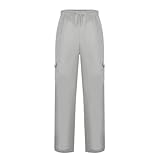 Warmer Damen-Kapuzenpullover für den Winter, weicher Pullover, solider Kordelzug, elastische Taille, Tasche, Hose, Hose, leicht, grau, XL
