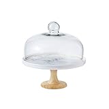 IUokLU Käseplatten-Abdeckungen 195/24 / 275 cm Kuchentablett Marmorstrukturierte Keramik Brotteller Glas Salat Käseglocke Chip & Dip Server Tortenständer,24 * 24 * 26CM