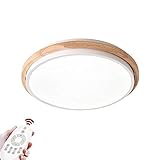 Nordische LED-Acryl-Deckenlampe Minimalist Holz runde Schatten Wohnzimmer Hängende Beleuchtung Ultra-dünne, dimmbare Schlafzimmer 24W LED Deckenleuchte