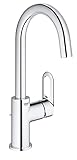 GROHE BauLoop - Einhand-Waschtischarmatur (L-Size, mit Keramikkartusche, Einlochmontage), chrom, 23763000
