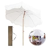 Strandschirm, 2 m, mit Neigung und Fransen, UV50+ Schutz, wasserdicht, tragbare Tragetasche, ideal für Outdoor, Terrasse, Balkon, Deck, Pool und Urlaub, Strand
