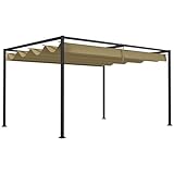 Outsunny Pergola 3x2m Garten Pavillon, Terrassendachung aus Metall, Gartenpavillon mit verstellbares Dach, Freistehend, Sonnenschutz für Terrasse und Garten, Khaki