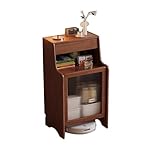Beistelltisch mit Stauraum Klein Beistelltisch Sofa Holz, Roboterstaubsauger mit Wischfunktion Aufbewahrungsschrank, Aufbewahrungsdisplayregal for Das Wohnzimmer(Brown)