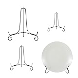 COMNICO 3 Stück Schwarz Metall Tellerständer in 3 Größen zum Präsentieren von 4, 6 und 8 Zoll Deko Tellerhalter Eisen Staffelei für Schüssel Teller Kunst Foto Bilderrahmen