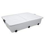 Spetebo Unterbettkommode mit Rollen - 80 x 60 x 17 cm / 60 Liter - Farbe: weiß - Aufbewahrungsbox Betten Box