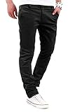 behype. Herren Basic Chino Jeans-Hose Stretch Regular Slim-Fit 80-0310,Schwarz,32W / 32L