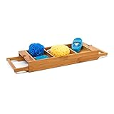 Relaxdays Badewannenablage, Bambus, Natur, 7 x 67,5 x 21 cm